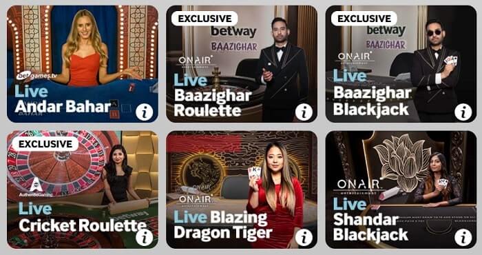 Betway Live Casino Games