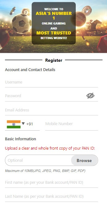 Dafabet Registration Form on mobile showing how to sign up